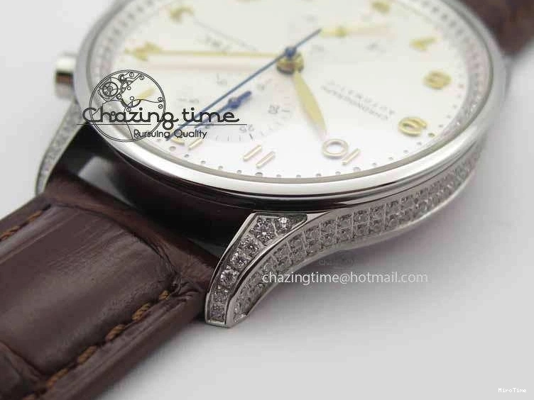 MIROTIME 0507 Portuguese IW3714 Diam ZF V2 1:1 Best Edition White Dial RG Numbers On Brown Leather Strap A79350 (Slim Movement) Fashionable 7246